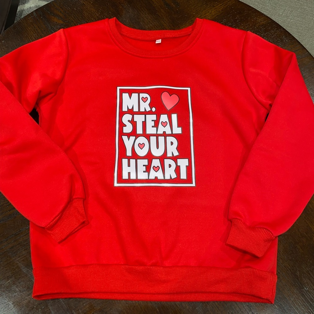 Mr Still Your Heart red sweatshirt
